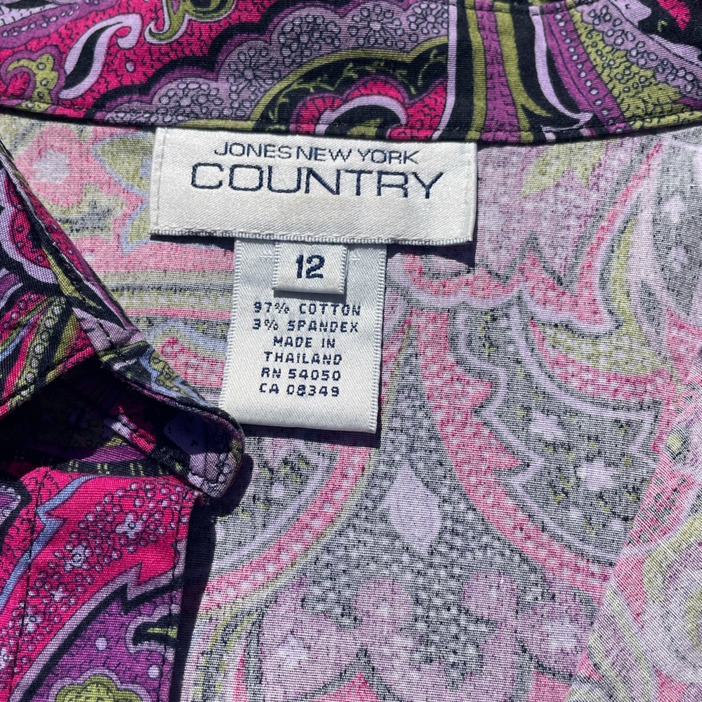 Vintage Groovy Button Up Ornate Pattern Colorful - image 3